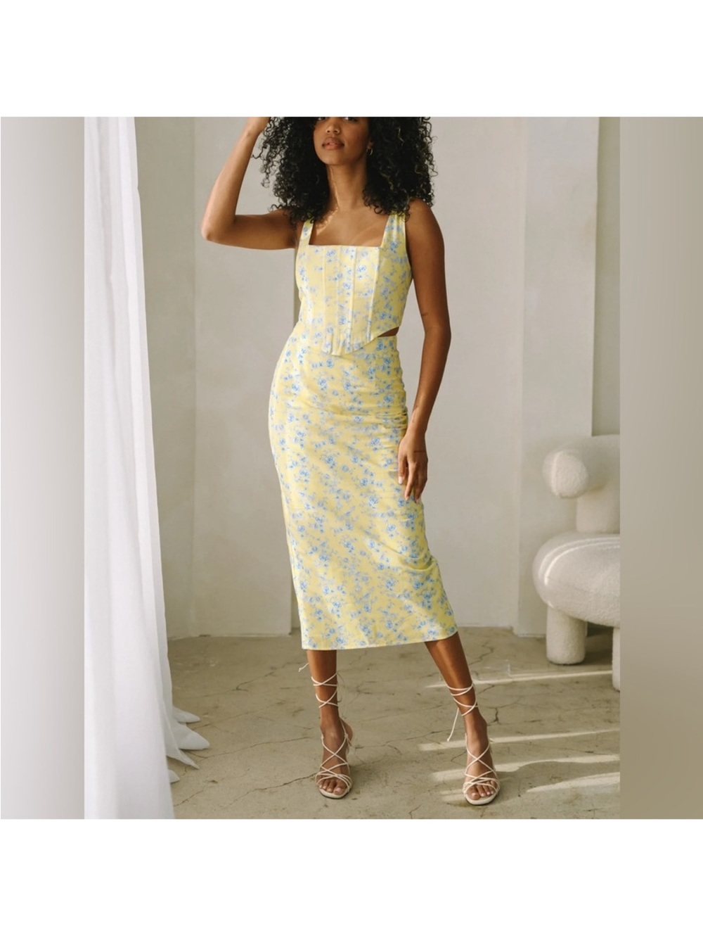 Yllw the Label Harmony Linen Skirt and  Matching Andie Corset Top Set